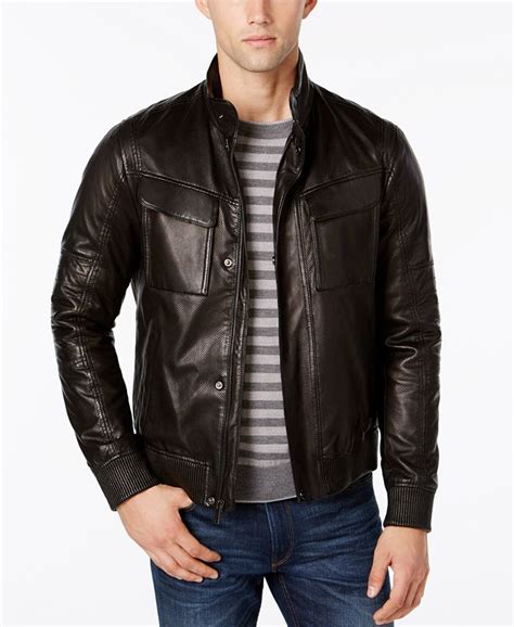 michael kors mens leather bomber jacket|Michael Kors bomber jacket men.